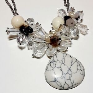 Vintage Marble Drop Necklace And Earrings Set